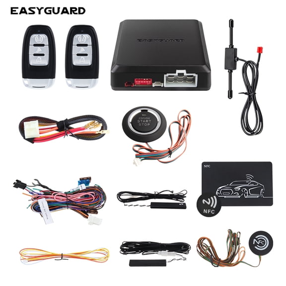 EASYGUARD Smart Key RFID PKE Car Alarm System Passive Keyless Entry Remote Starter Push Start Button & Touch Password Entry Hopping Code
