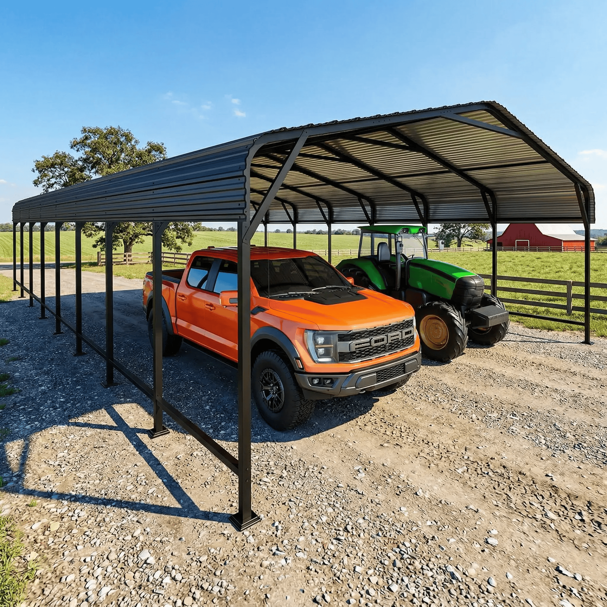 EASYHAWK 20x40 FT Heavy Duty Galvanized Steel Carport - Outdoor