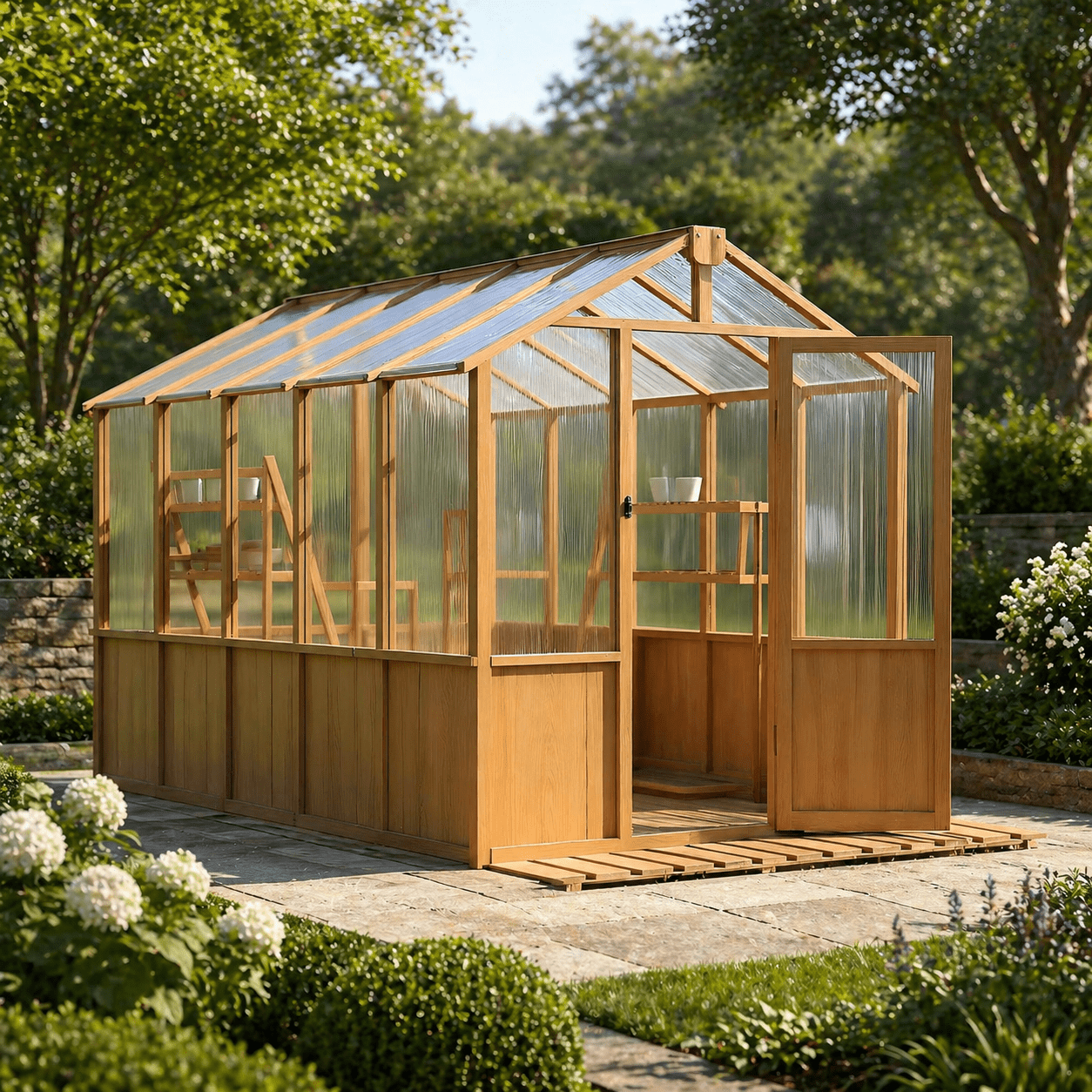 EASYHAWK 6 ft. x 10 ft. Wood Greenhouse for Outdoors