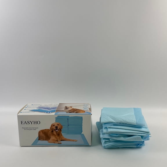 EASYHO Disposable absorbentpadsfor lining pet crates,Leak-Proof Dog and Puppy Potty Training Pee Pads with Quick-Dry 5-Layer Super Absorbent Surface, Regular Size 22x22", Blue & White
