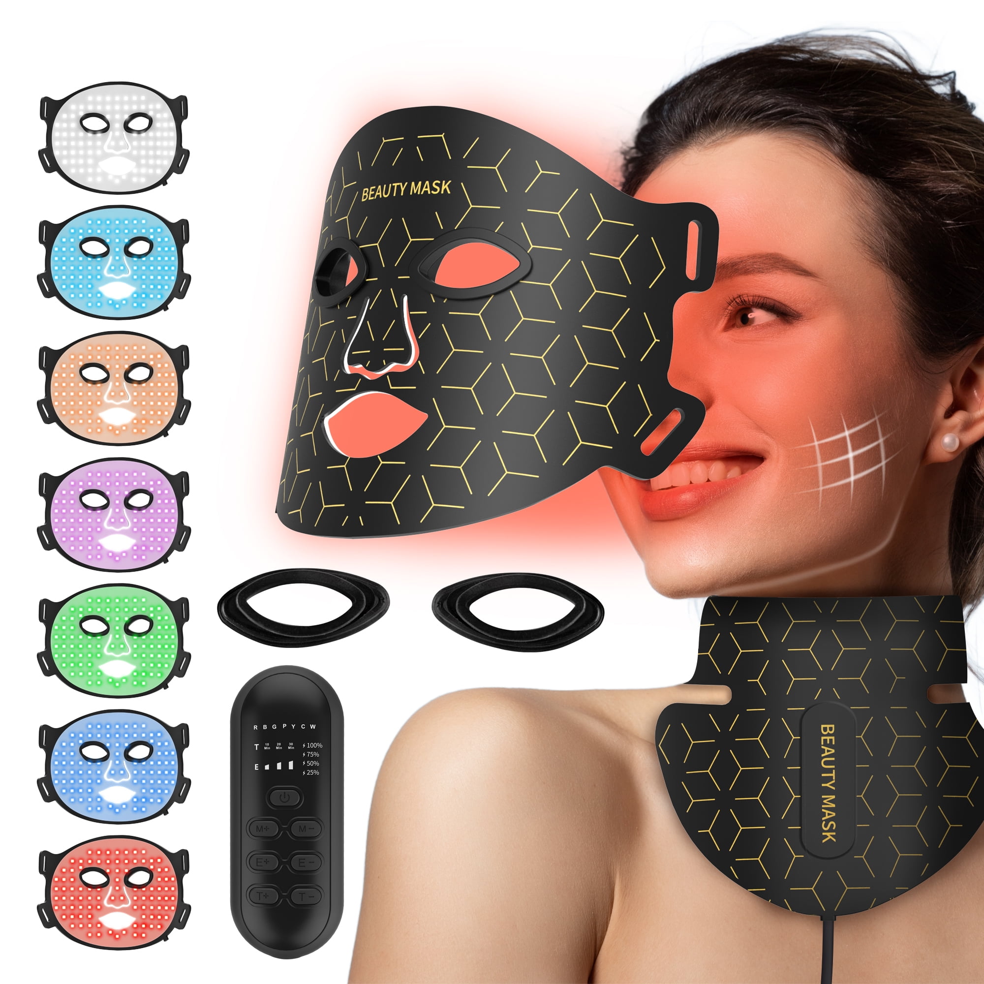EASYINBEAUTY Red Light Therapy for Face & Neck, Hands-Free Silicone for Anti-Aging, Acne,Wrinkle Reduction & Sensitive Skin During Yoga or Work