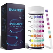 EASYTEST 7-Way Pool Test Strips, 150 Strips Water Chemical Testing for Hot tub and Spa, Accurate Test Bromine, Total Alkalinity, pH, Free Chlorine, Total Hardness, Cyanuric Acid, and Total Chlorine
