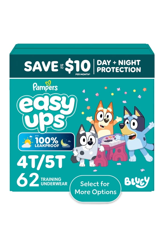 Easy Ups Bluey Potty Training Pants Size 4T5T, 62 Count (Select for More Options)