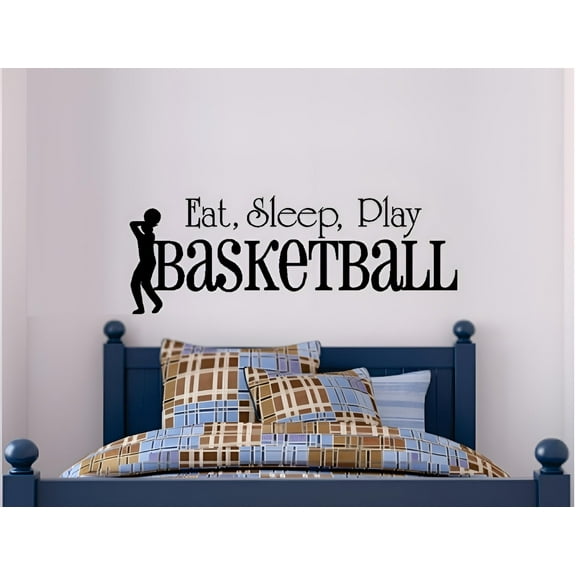 EAT SLEEP PLAY BASKETBALL #1 ~ WALL DECAL, HOME DECOR 9" X 25"