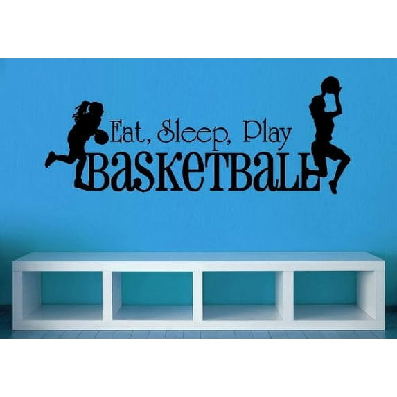 EAT, SLEEP PLAY BASKETBALL : GIRLS #4 ~ WALL DECAL, 12" X 31"