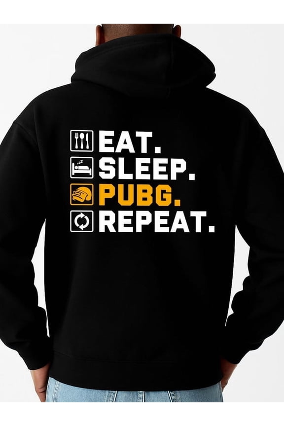 EAT. SLEEP. PUBG. graphic hoodies for men sweater hoodie black Casual Solid Basic Hooded Sweatshirt Streetwear For Winter Fall, As Gifts elegant Unique Design Unisex Shirt Cotton tshirts