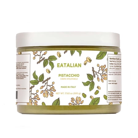 EATALIAN by AMZ BETTER Pistachio Cream, 17.63 oz/500 gr, Delicious Spreadable Cream with Sweet and Unique Taste, Perfect with Ice Creams, for Filling Cakes and Dubai Chocolate, Made in Italy