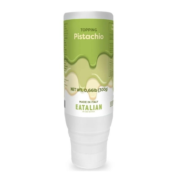EATALIAN by AMZ BETTER Pistachio Flavoured Topping, Sweet Protein Cream in 10 oz/300g Squeezer, Made in Italy, Pistachio Sauce Ideal for Decorating Ice Cream, Desserts and Dubai Chocolate