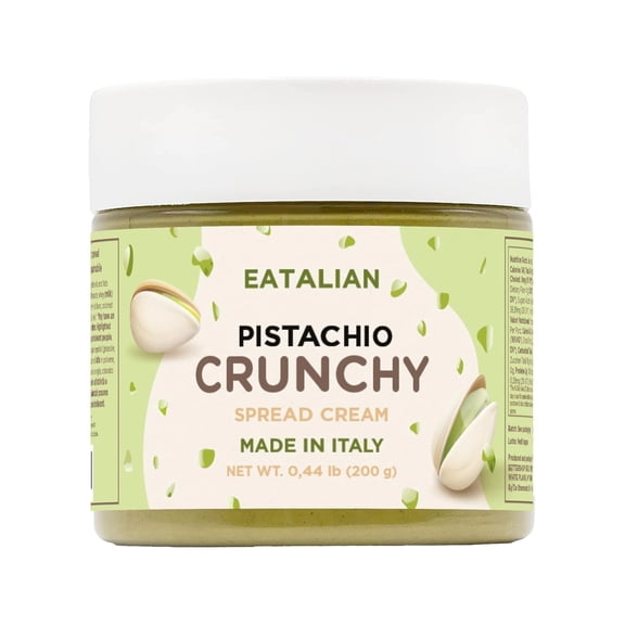 EATALIAN by AMZ BETTER Spreadable Crunchy Pistachio Cream 7 oz/200 gr, Pistachio Cream with Grains, Protein Paste, Sweet Taste, Ideal for Filling Cakes, Excellent for Dubai Chocolate, Made in Italy