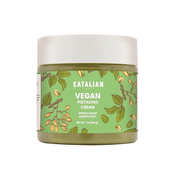 EATALIAN by AMZ BETTER Vegan Pistachio Cream, 7 oz/200 gr, Delicious vegan spread with a uniquely sweet taste, ideal on bread, perfect with ice cream, Excellent for Dubai Chocolate, Made in Italy