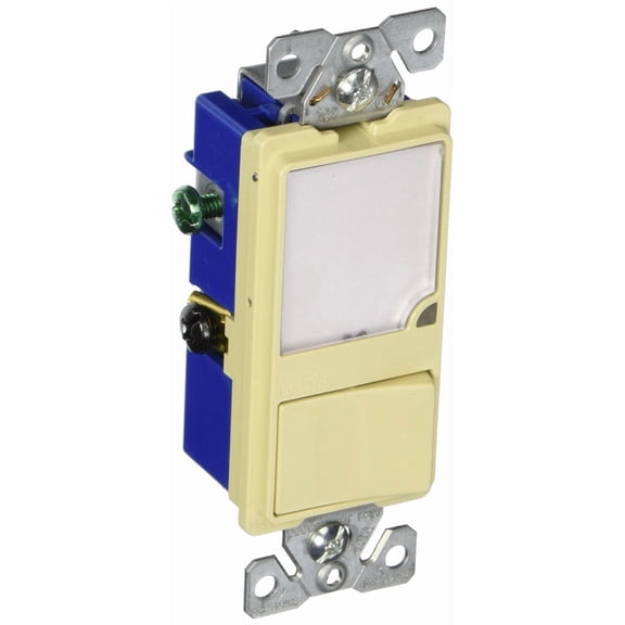 Cooper 7738V Ivory Combination Sngle Pole Rocker Light Switch with LED Night Light