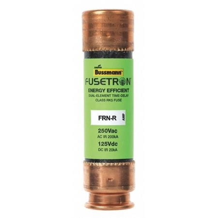 EATON BUSSMANN FRN-R-5 Fuse, Time Delay, 5A, FRN-R Series, 250V AC, 125V DC, 2" L x 9/16" dia