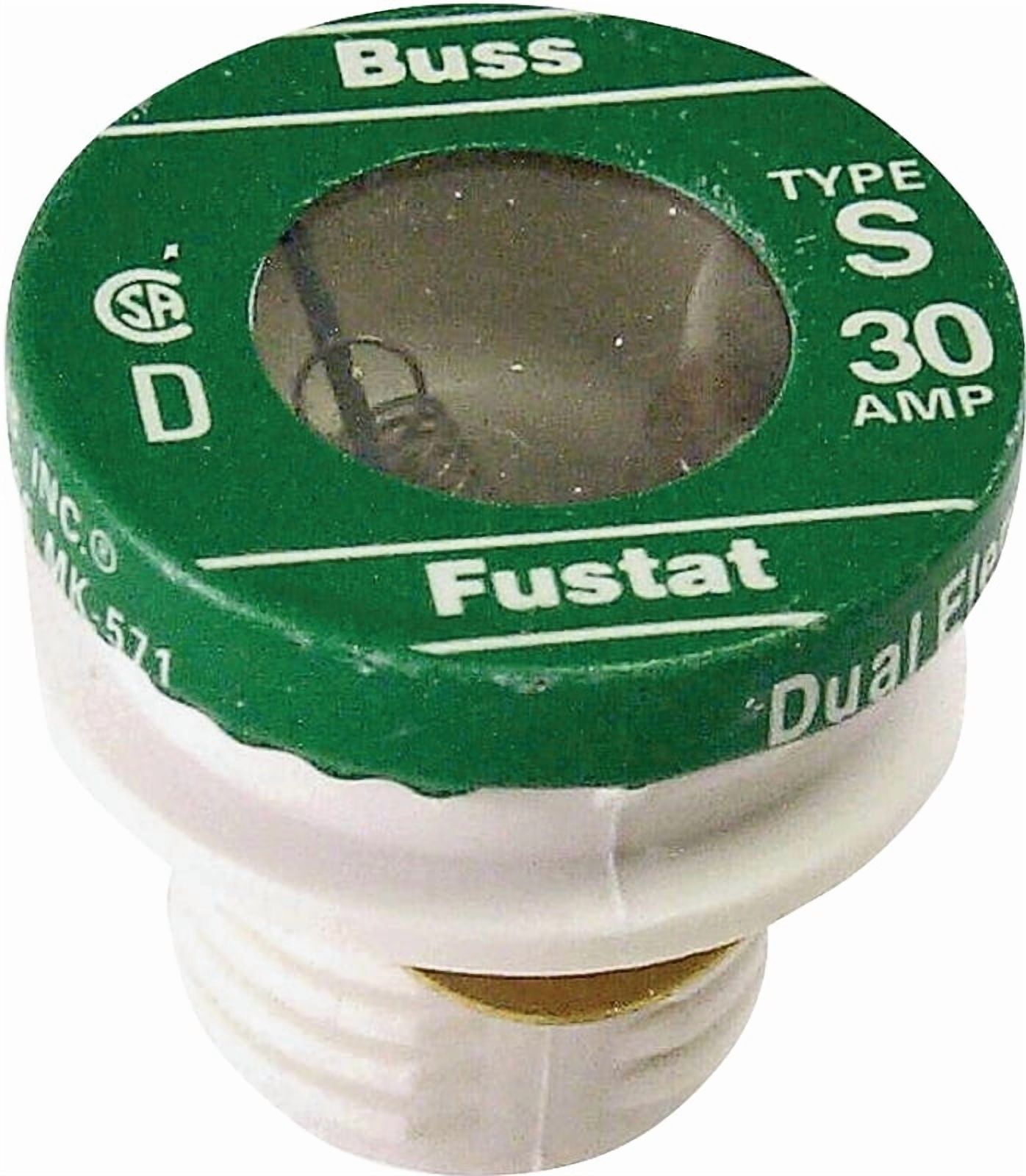 EATON BUSSMANN S-30 Plug Fuse, Time Delay, 30A, S Series, 125V AC, Not Rated