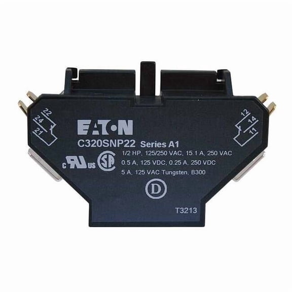EATON C320SNP22 Auxiliary Contact, Snap Switch Type, Side Mount, 10A, 2NO/2NC