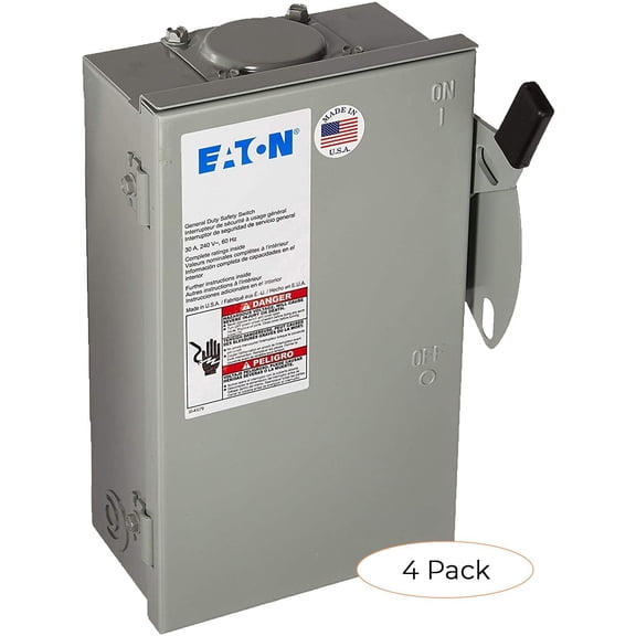 EATON CORPORATION Eaton Dg221Nrb Outdoor Safety Switch, 120/240V, 30-Amp, Gray Four Pack