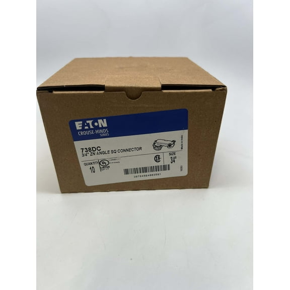 EATON Crouse-Hinds Series 738DC 3/4" ZN Angle SQ Connector (10ct)