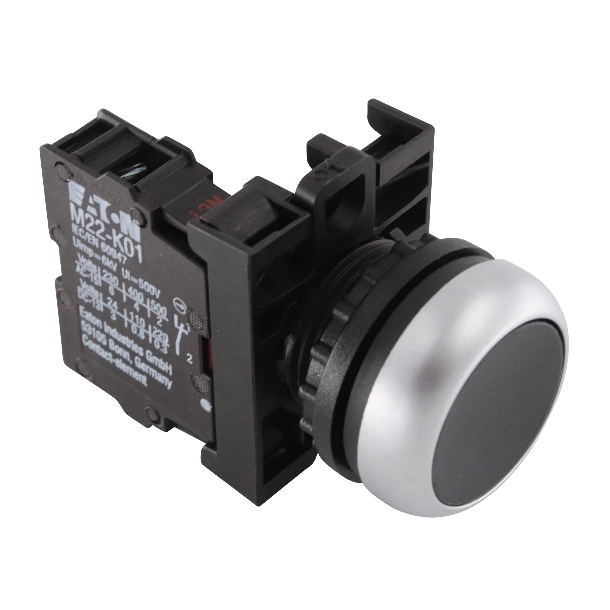 EATON M22-D-S-K11-P Momentary Push-Button Kit, 1NO/1NC, Flush  