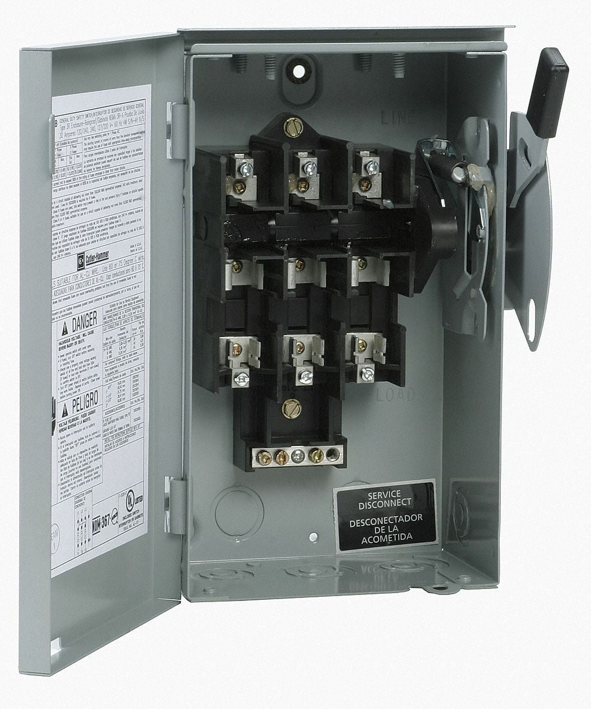 EATON Safety Switch,240VAC,3PST,60 Amps AC DG322NRB