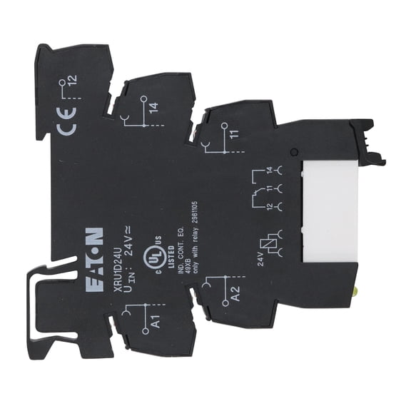 EATON XRU1D24U Din Mount Terminal Block Relay Module, LED, 3-Level, 24VAC/DC