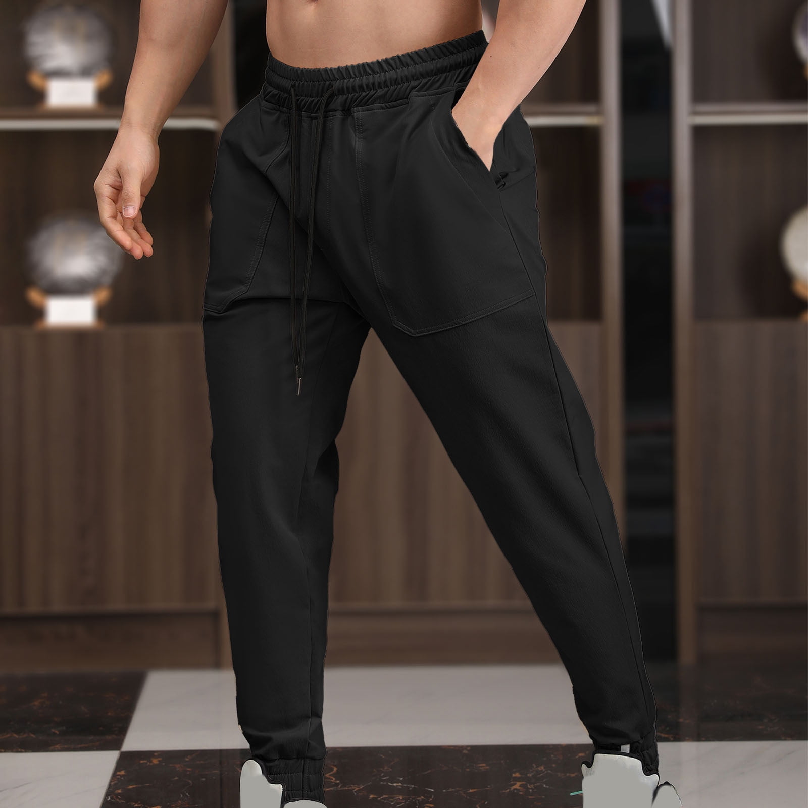 EAUFUM Black and Friday Deals Work Pants for Men Cotton Solid Jogger
