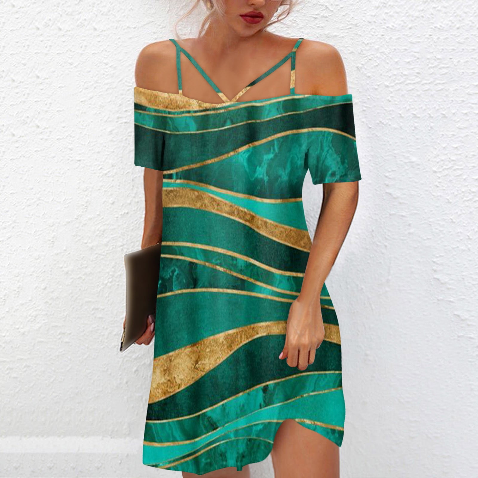 EAUFUM Black and Friday Deals Women's Casual Summer Dresses Floral off