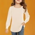 thumbnail image 1 of EAUFUM Girls Long Sleeve T-Shirts Lace Crewneck Casual Plain Stretchy Ribbed Knit Blouses Tops 4-13 Years Casual Holiday Clothes Daily Camisa Para NiñA, 1 of 6