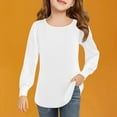 thumbnail image 1 of EAUFUM Girls Long Sleeve T-Shirts Lace Crewneck Casual Plain Stretchy Ribbed Knit Blouses Tops 4-13 Years Casual Holiday Clothes Daily Camisa Para NiñA, 1 of 6