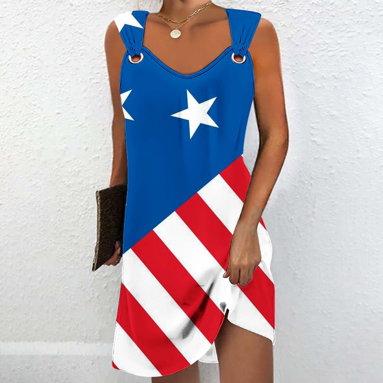 EAUFUM My Orders At Walmart Fourth of July Outfit Women V Neck Tank Top