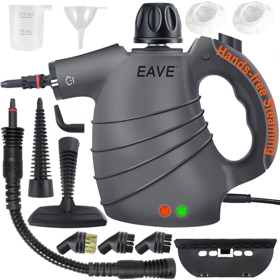 EAVE Handheld Steam Cleaner,12 in 1 Set Portable Steamer for Cleaning, with Steam Lock Button for Hands-free Steaming, Pressurized Hand Held Car Steamer for Furniture, Upholstery,Tile Grout, Home Use