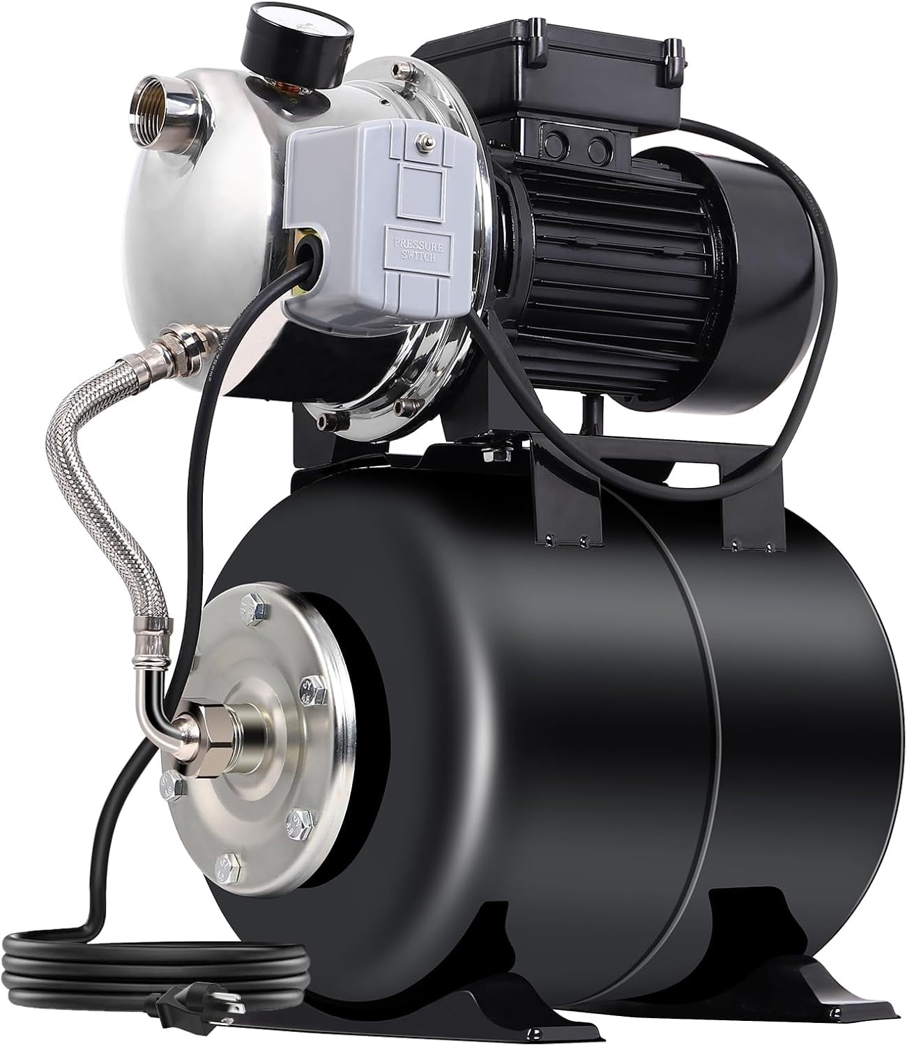 EAYSG 1.6HP Shallow Well Pump with Pressure Tank, 1340GPH Stainless