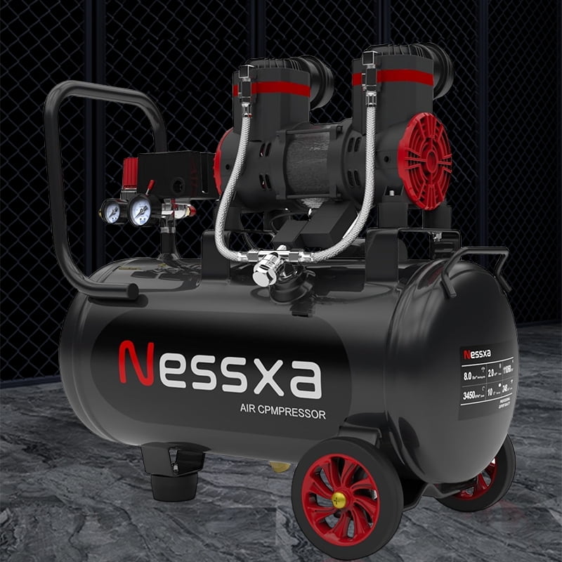 EAYSG 10 Gallon Ultra Quiet Air Compressor, 2HP 8.76 CFM @ 115 PSI Oil-Free Portable Air Compressor with Twin Cylinders, 70dB Quiet, 110V for Auto Repair, Tire Inflation, Nailing