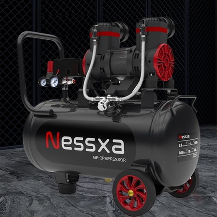 EAYSG 10 Gallon Ultra Quiet Air Compressor, 2HP 8.76 CFM @ 115 PSI Oil-Free Portable Air Compressor with Twin Cylinders, 70dB Quiet, 110V for Auto Repair, Tire Inflation, Nailing