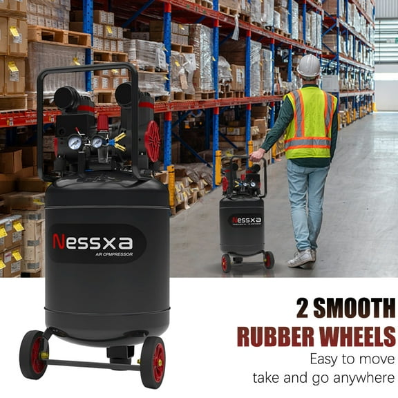 EAYSG 14-Gallon Portable Air Compressor with 2 Quick Couplers — 2HP, 8.75 CFM, 115 PSI, Oil-Free, Low Noise Design — Great for Automotive, DIY, Inflation