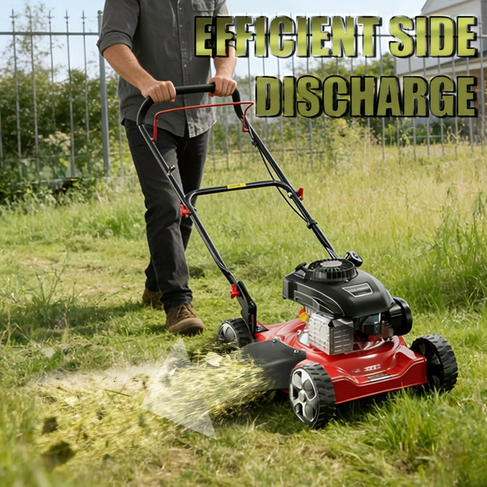EAYSG 20-Inch 144cc 4-Cycle Gas Walk-Behind Push Lawn Mower, 2-in-1 Mulching & Side Discharge, 3-Position Height Adjustment, Lightweight Steel Deck, Black