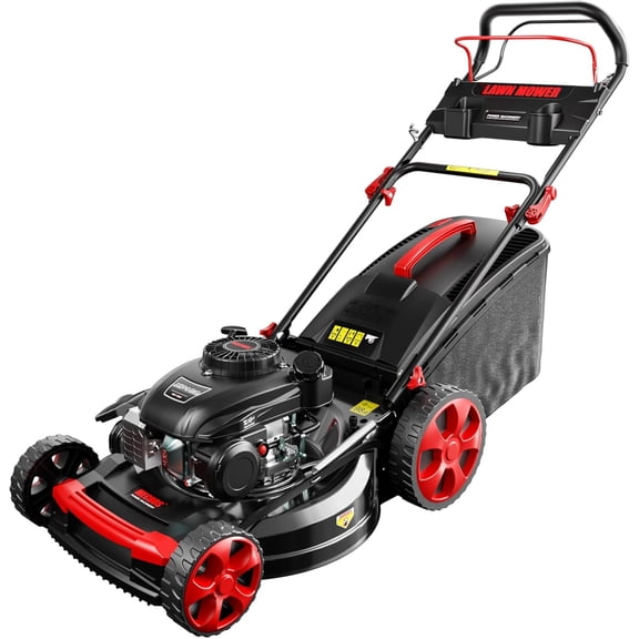 EAYSG 21-Inch 201cc 4-Cycle Self Propelled Gas Lawn Mower, 3-in-1 Mulching, Side Discharge & Rear Bag, 7-Position Height Adjustment, Lightweight Steel Deck, Black