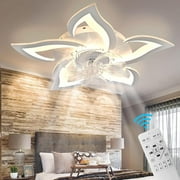 EAYSG 27" Ceiling Fan with Lights, 3 Color Dimmable and 6 Speeds Remote Control, Modern Indoor Flush Mount for Living Room Bedroom Dining Room