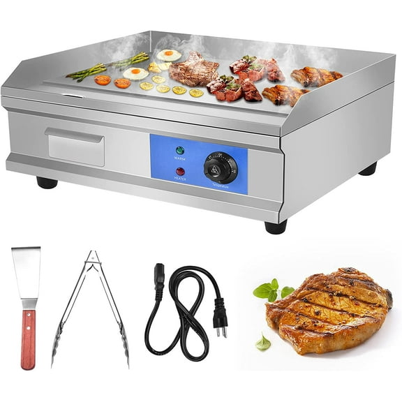 EAYSG 3000W 21.6" Electric Countertop Flat Top Griddle Grill Non-Stick Commercial Restaurant Teppanyaki Grill Stainless Steel Tabletop Flat Top Grill Machine with Adjustable Thermostatic Control,110V