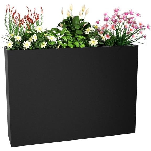 EAYSG 36"L x 9"W x 26"H Galvanized Steel Planter Box, Outdoor Rectangular Metal Garden Flower Pot with Removable Insert Shelf, Drainage Holes, All-Weather Rust Resistant for Patio Porch