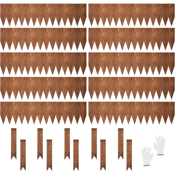 EAYSG 40 x 6 Inch Steel Landscape Edging 10 Pack, 33FT Total Pre-Rusted Metal Edging for Landscaping, Garden Edging Border with Steel Stakes for Lawn, Garden, Yard