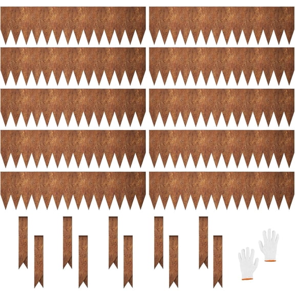 EAYSG 40 x 6 Inch Steel Landscape Edging 10 Pack, 33FT Total Pre-Rusted Metal Edging for Landscaping, Garden Edging Border with Steel Stakes for Lawn, Garden, Yard