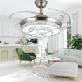 thumbnail image 1 of EAYSG 42'' Crystal Ceiling Fans with Lights,3 Color Remote Control Retractable Invisible Blades 3 Speeds Indoor Ceiling Light  with Fan, 1 of 8