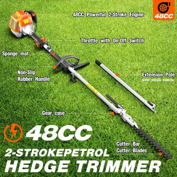 EAYSG 48CC Gas Powered Hedge Trimmer,Multi-Functional Yard Care Tools, Head Trimmer for Tree Trimming Branch String Trimmer Lawn
