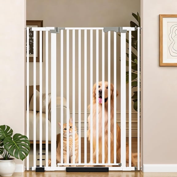EAYSG 51" Extra Tall Cat Gate for Doorway, Auto Close Pet Gate for Stairs & Hallways (30-41" Wide) – Pressure Mounted, No Drilling, Includes Extension Kits & Removable Panels