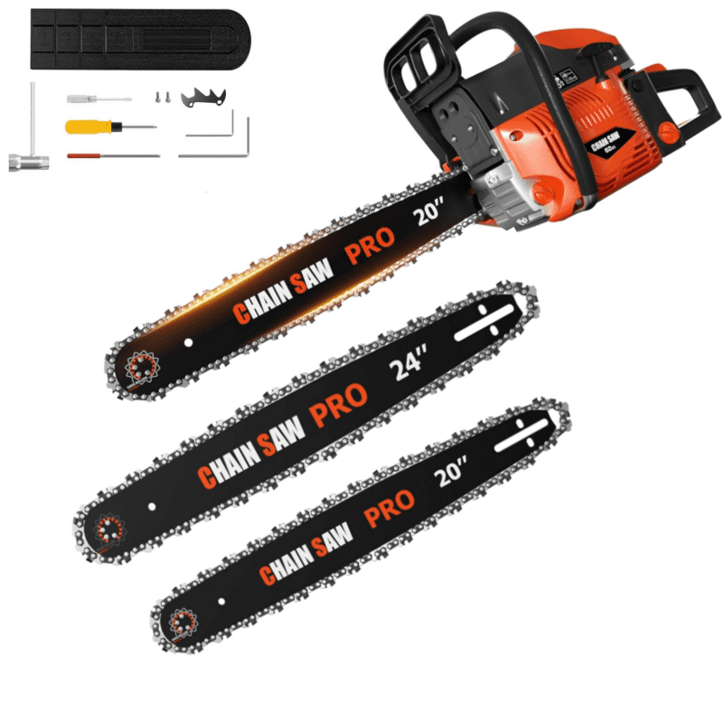 EAYSG 62cc Gas Chainsaw with 2 Bars (24" & 20"), 3.5HP Heavy Duty Cordless Chainsaw, 2 Cycle Powerful Chainsaws for Wood Cutting, Tree Trimming