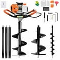thumbnail image 1 of EAYSG 62cc Post Hole Digger 2 Stroke Post Hole Auger Gas Powered Earth Auger with 3 Replacement Drill Bits(5", 6", 8") and 3 Extension Rod for Farm Garden Plant, 1 of 7