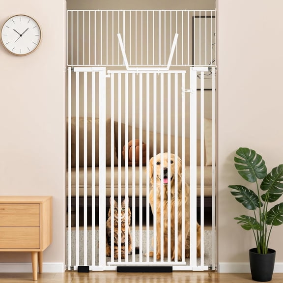 EAYSG 71" Extra Tall Cat Gate for Doorway, Auto Close Pet Gate for Stairs & Hallways (30-41" Wide) – Pressure Mounted, No Drilling, Includes Extension Kits & Removable Panels