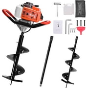 EAYSG 72CC Post Hole Digger, Gas Powered Auger, Auger Post Hole Digger with 2 Auger Drill Bits (8" and 12") and 1 Extension Rod (31.5"), Earth Auger for Farm, Garden