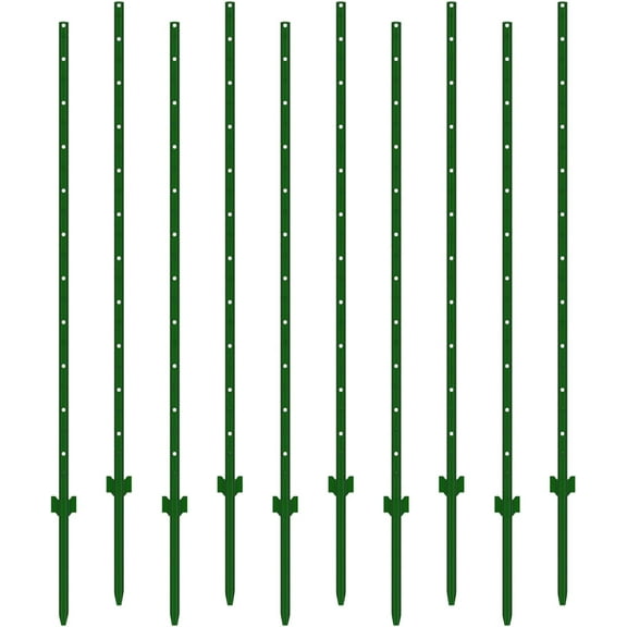 EAYSG 7Feet Heavy-Duty Steel Fence Posts ,10 Pack– Rust-Proof, U-Groove Design, Easy Install for Gardens, Farms & Outdoor