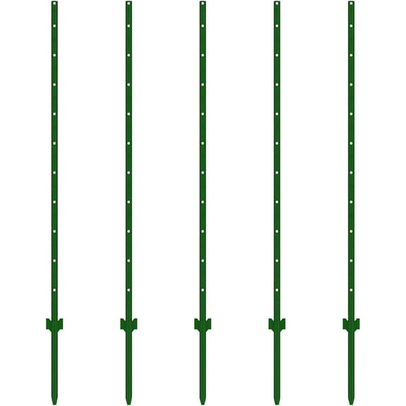 EAYSG 7Feet Heavy-Duty Steel Fence Posts ,5 Pack– Rust-Proof, U-Groove Design, Easy Install for Gardens, Farms & Outdoor