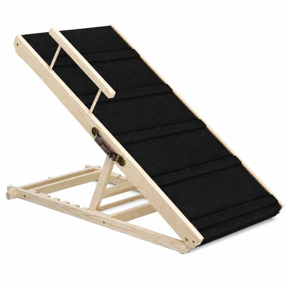EAYSG Dog Ramp for Bed/Couch, Heavy Duty Wooden Pet Ramp, 5-Level Adjustable Height (15.4"-22.5"), High Traction Mat, Fits Small to Large Dogs up to 200LBS